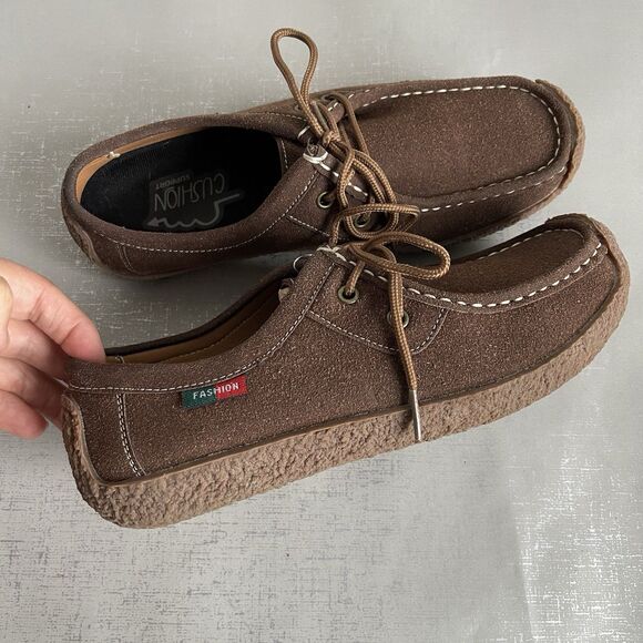 Womens Brown Suede Lace-Up Moccasin Comfort Shoes Loafers 40 / US 8.5 - Picture 7 of 13